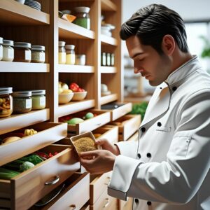 Professionnel en cuisine analysant des aliments et applique la méthode HACCP - RCV EXPERT